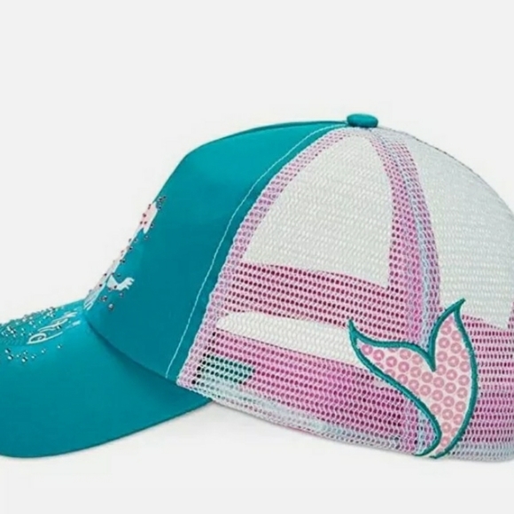 DISNEY PARKS ARIEL THE LITTLE MERMAID BASEBALL CAP RHINESTONES SEQUINED ADULT - Picture 2 of 7